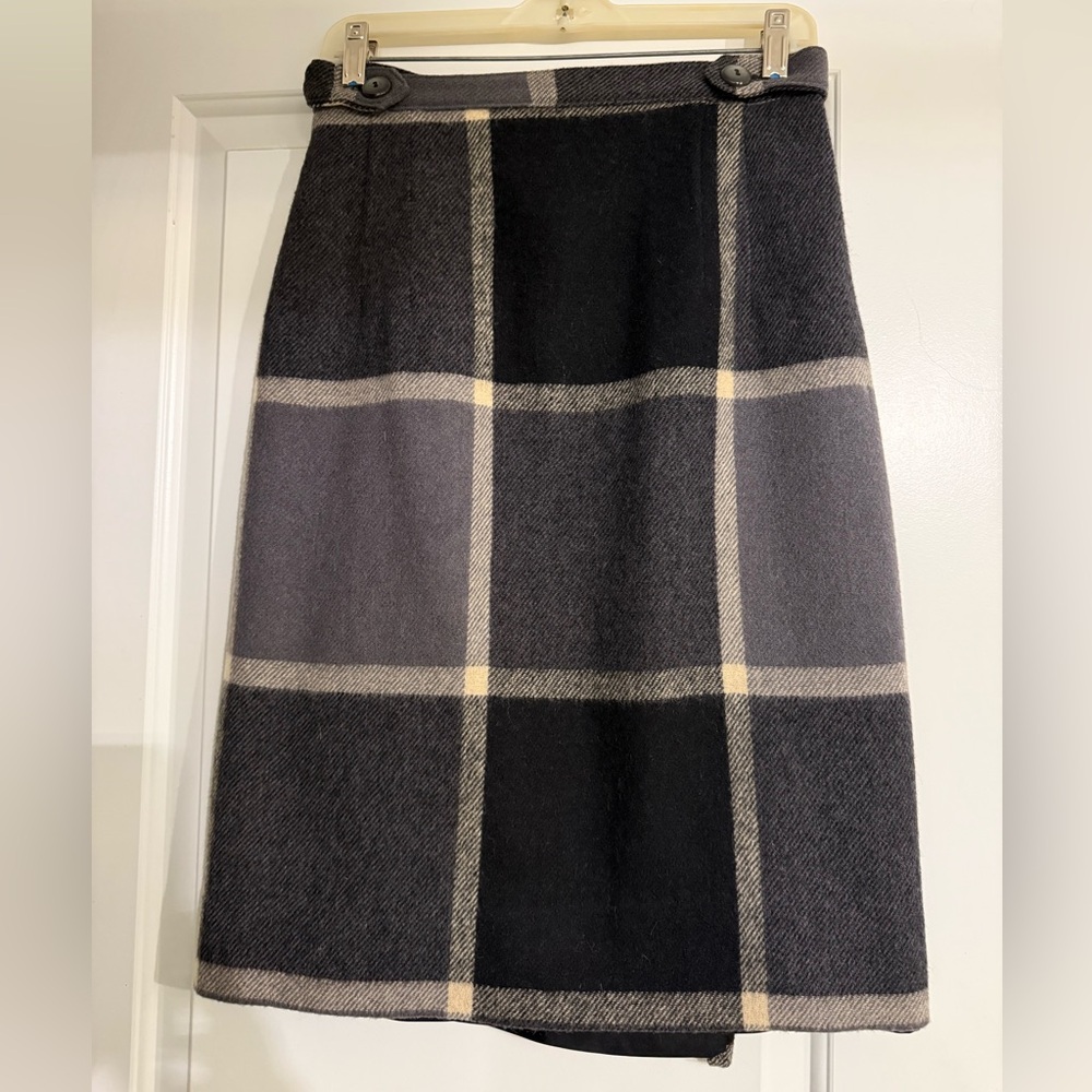 Vintage Wool Plaid Wrap Skirt